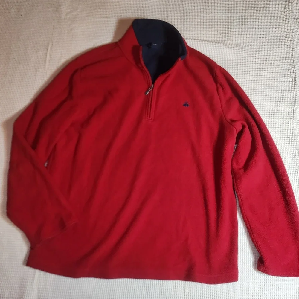 Brooks Brothers 1/4 Zip Sweater Men's XLarge Red Long Sleeve Pullover